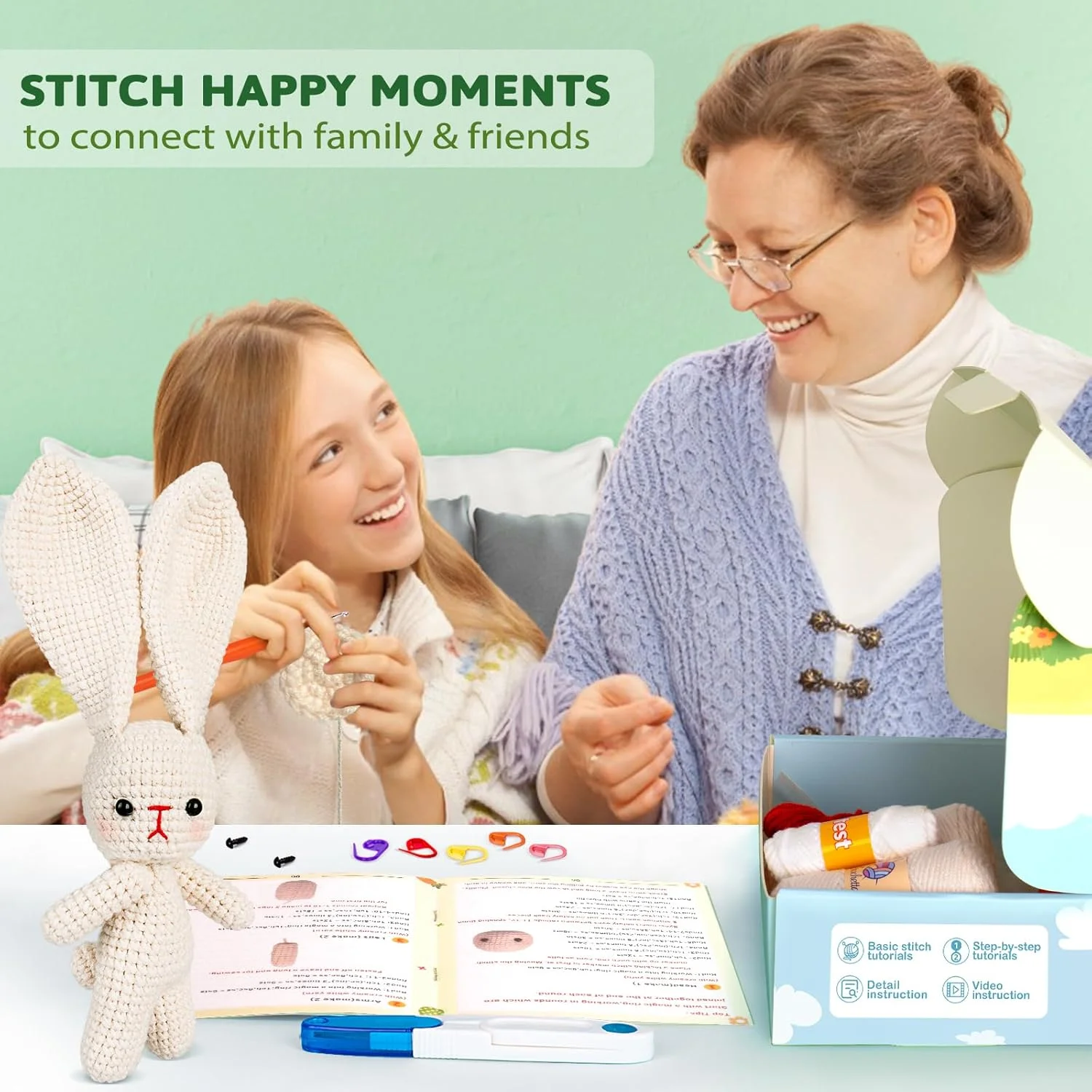 کیت قلاب بافی Crochetta برای مبتدیان، کیت شروع قلاب بافی با آموزش های ویدئویی گام به گام، کیت بافتنی قلاب بافی مبتدی برای بزرگسالان و کودکان، خرگوش قلاب بافی (40%+ نخ) کیت قلاب بافی Crochetta برای مبتدیان، کیت شروع قلاب بافی با آموزش های ویدئویی گام به گام، کیت بافتنی قلاب بافی مبتدی برای بزرگسالان و کودکان، خرگوش قلاب بافی (40%+ نخ)