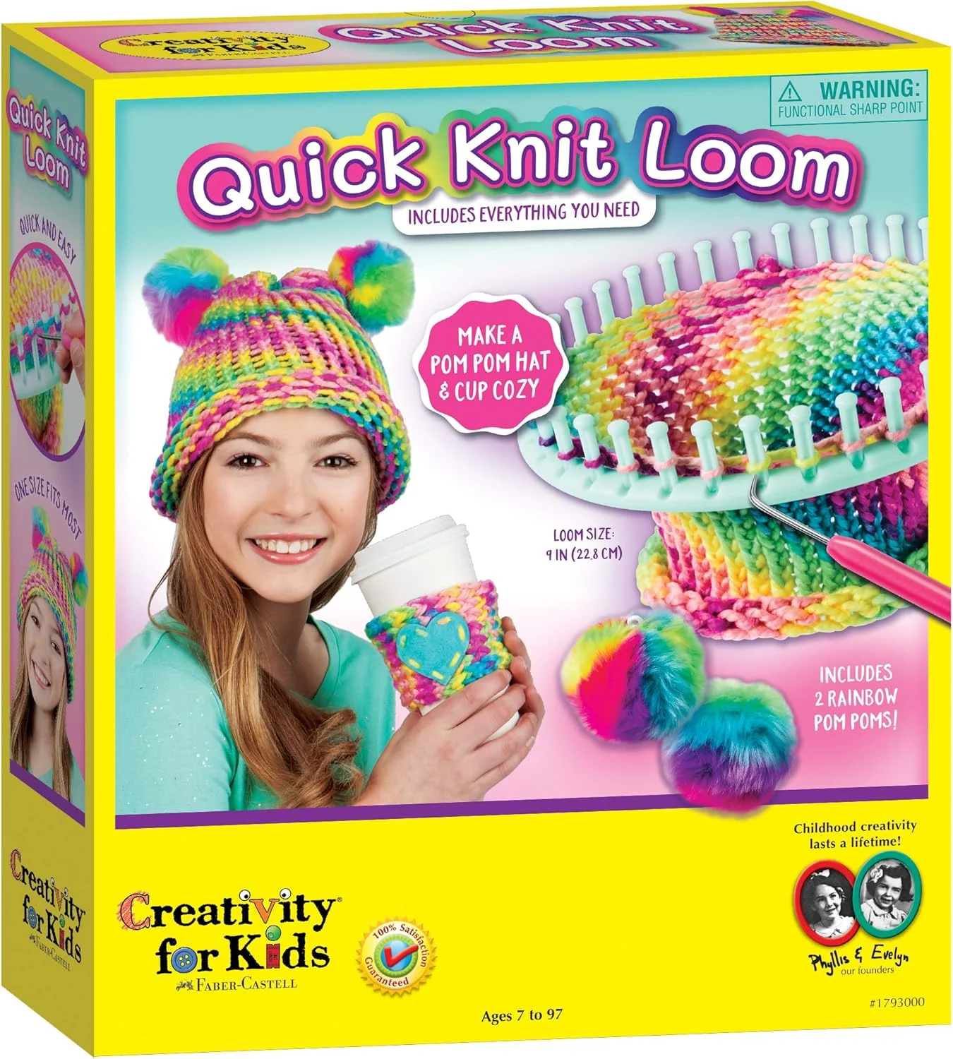 کیت بافتنی سریع Creativity for Kids - کیت بافتنی برای کودکان، کلاه و لوازم جانبی پوم پوم خودتان را بسازید، کاردستی بافتنی برای کودکان