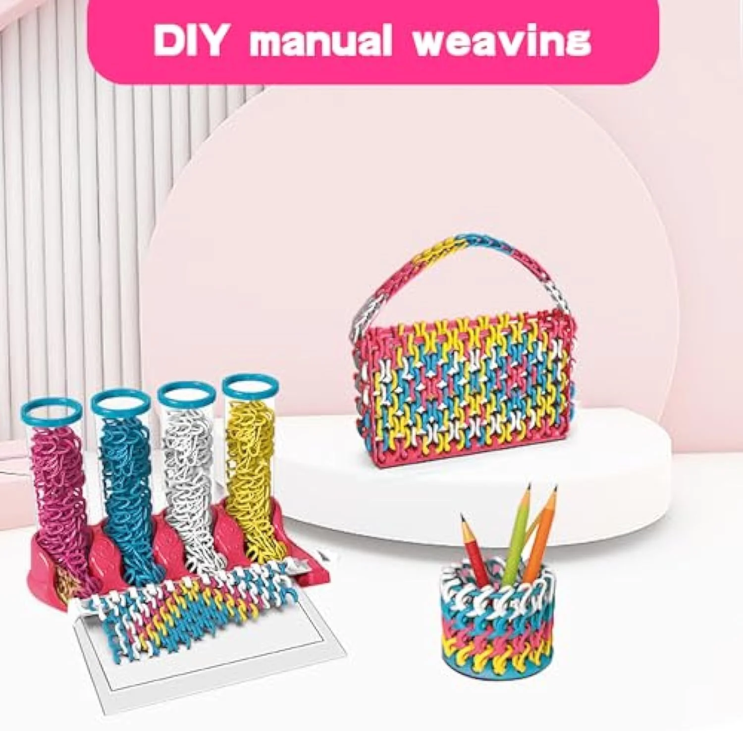 NALACAL کیت بافتنی دستی DIY برای کودکان، کیت بافتنی برای مبتدیان، قابلیت ساخت انواع وسایل، جعبه لباس، دستبند، گردنبند، کیف دستی و غیره، هدیه برای دختران و پسران 3-7 ساله NALACAL کیت بافتنی دستی DIY برای کودکان، کیت بافتنی برای مبتدیان، قابلیت ساخت انواع وسایل، جعبه لباس، دستبند، گردنبند، کیف دستی و غیره، هدیه برای دختران و پسران 3-7 ساله
