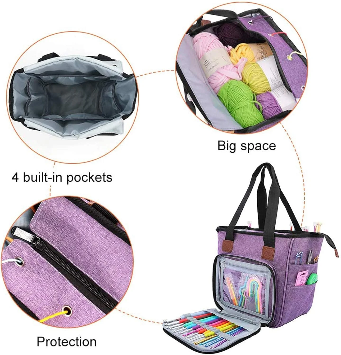 کیف بافتنی قابل حمل Znworld، کیف حمل نخ، کیف بافتنی نخی قابل حمل با شکاف ها و جیب هایی برای سوزن های بافندگی، نخ، قلاب بافی و لوازم، جلوگیری از گره خوردن (فقط کیف) کیف بافتنی قابل حمل Znworld، کیف حمل نخ، کیف بافتنی نخی قابل حمل با شکاف ها و جیب هایی برای سوزن های بافندگی، نخ، قلاب بافی و لوازم، جلوگیری از گره خوردن (فقط کیف)