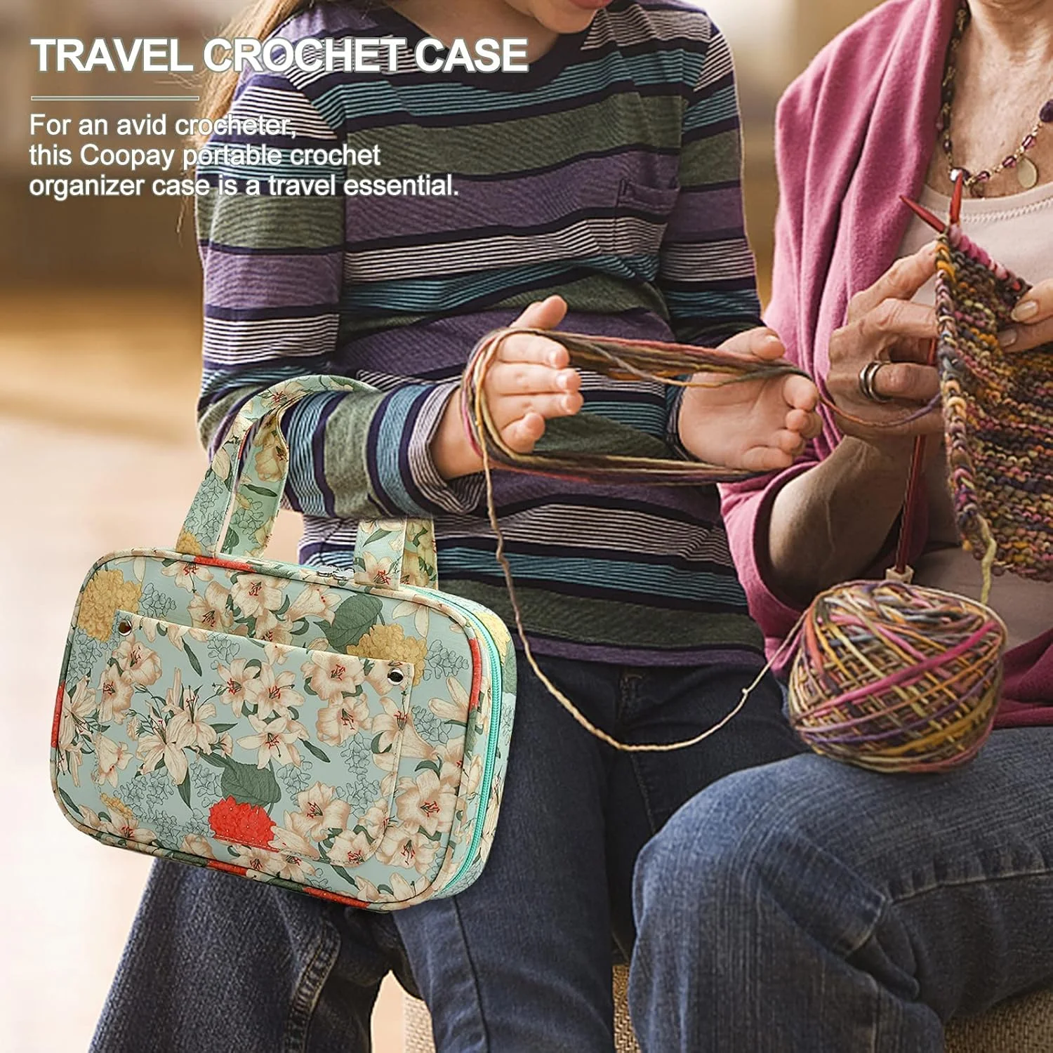 کیف قلاب بافی NALACAL، کیف بزرگ سوزن بافندگی با دسته، سازمان دهنده قلاب بافی کیف مسافرتی قابل حمل، مناسب برای تمام ست قلاب های ارگونومیک، سوزن های بافندگی، لوازم قلاب بافی