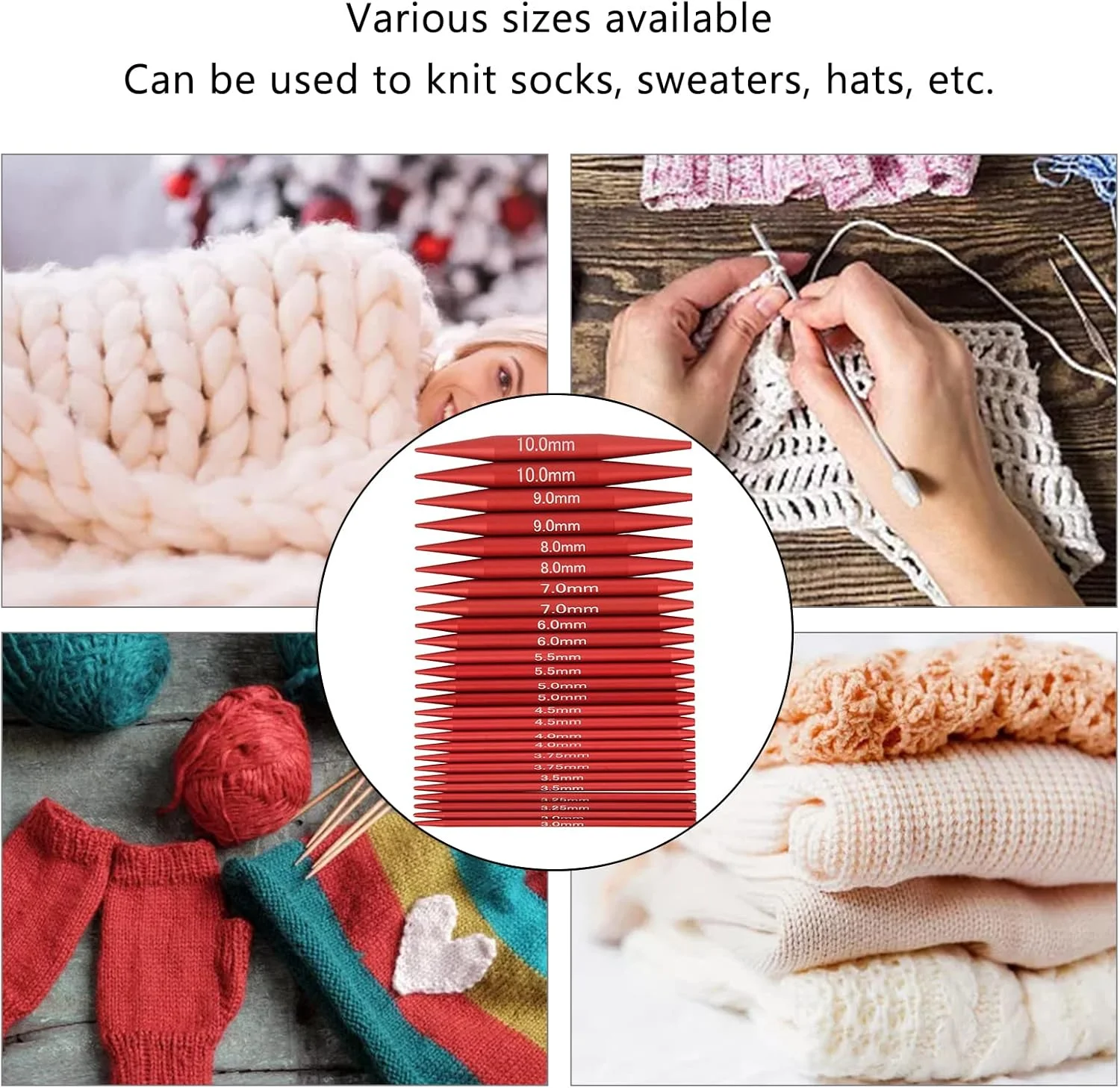 ست میل بافتنی GUPE، قلاب بافی دایره ای قابل تعویض، متنوع، رنگ های روشن، شکل دوست داشتنی، ارگونومیک، عالی برای مبتدیان و افراد با تجربه