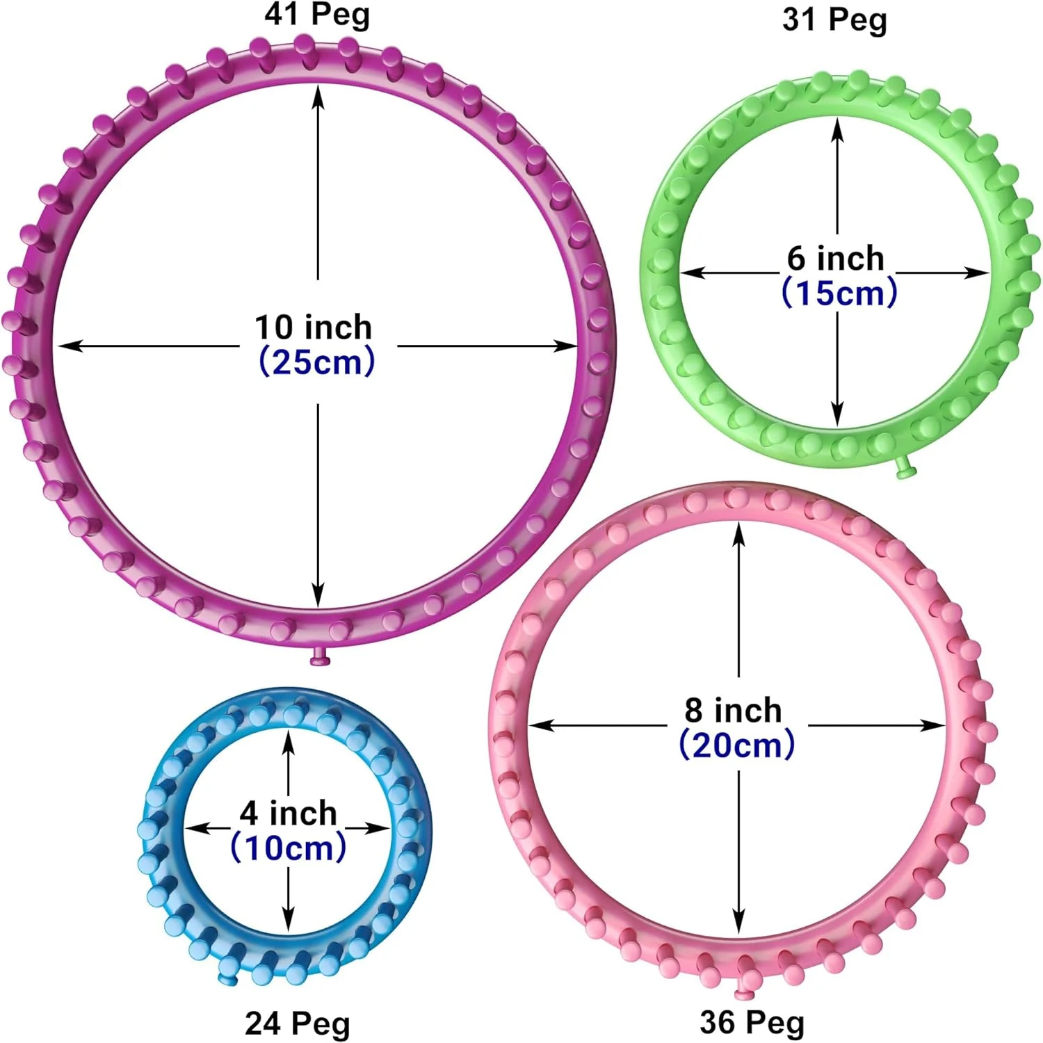 ست دستگاه بافتنی گرد READAEER به همراه قلاب، سوزن و پوم پوم ساز