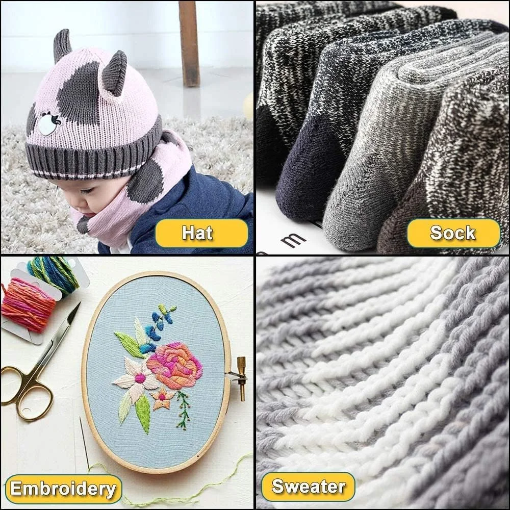 ست 6 عددی نخ خالص KASTWAVE، نخ قلاب بافی DIY، نخ اکریلیک چند رنگ، نخ بافندگی دستی، لوازم نخ قلاب بافی شال و روسری بافتنی دستی DIY (A)