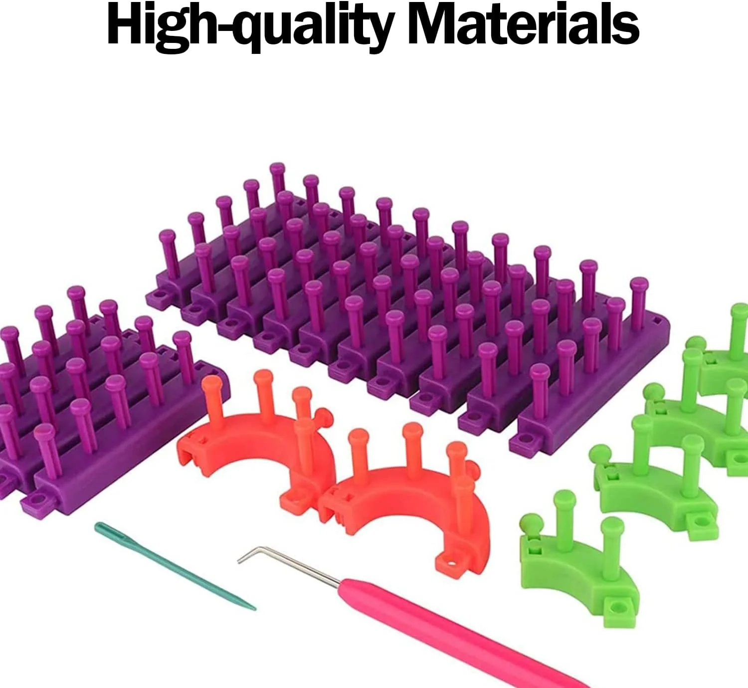 ست بافتنی لوم KASTWAVE - مجموعه انعطاف پذیر قابل تنظیم با تخته های مربعی و گرد، قلاب و سوزن - ابزار کاردستی DIY برای مبتدیان