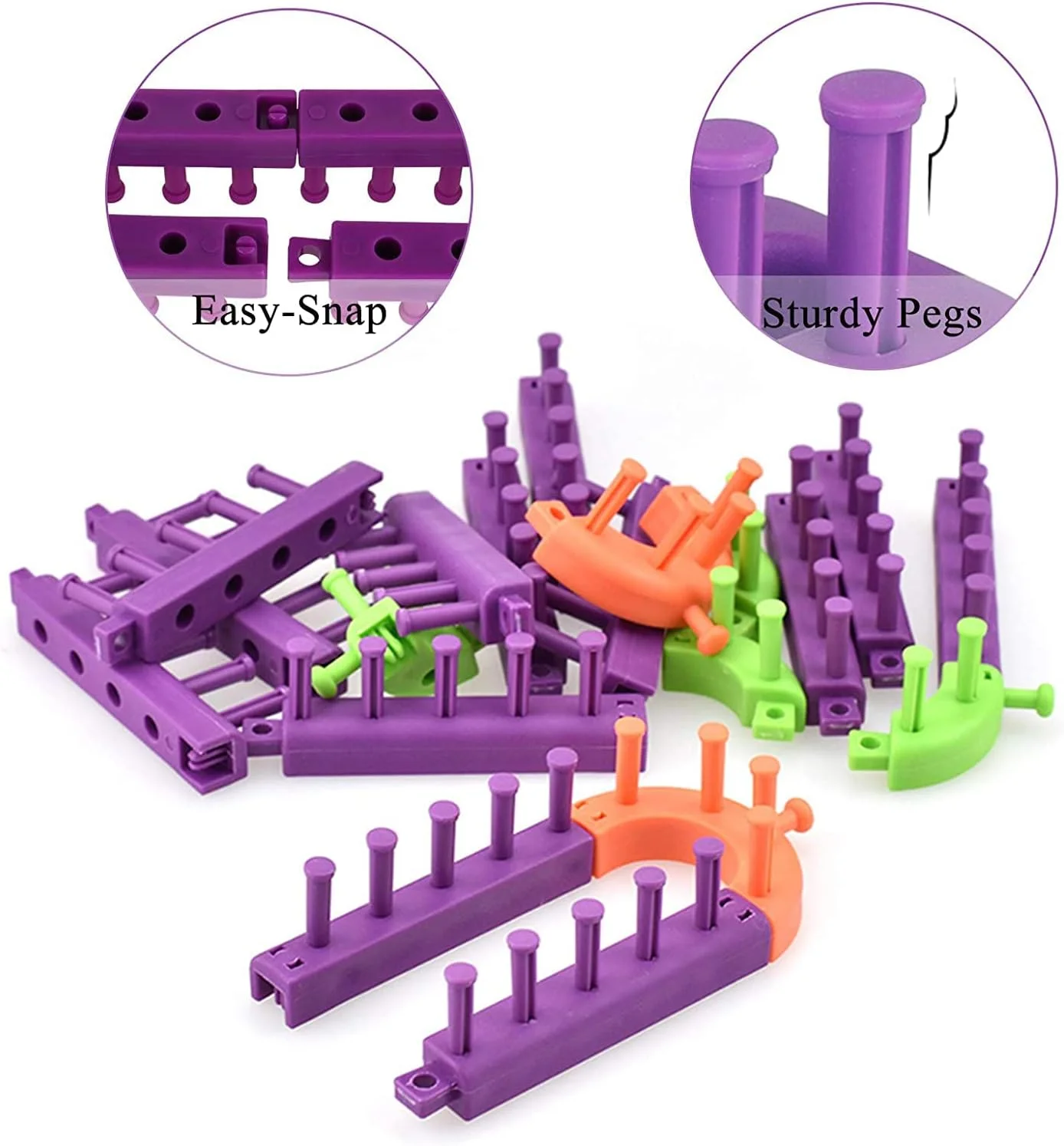 ست بافتنی لوم KASTWAVE - مجموعه انعطاف پذیر قابل تنظیم با تخته های مربعی و گرد، قلاب و سوزن - ابزار کاردستی DIY برای مبتدیان