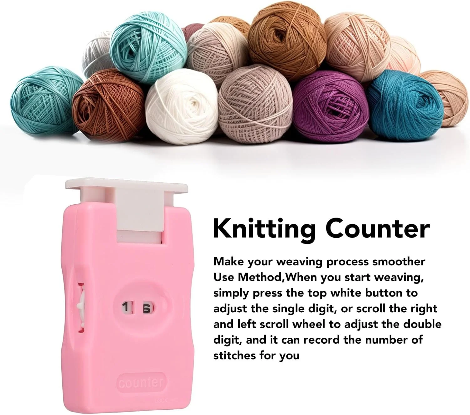 شمارنده بافتنی دستی Luqeeg، شمارنده کلیکی، مینی شمارنده بخیه قلاب بافی ابزار شمارش بافندگی شمارنده دستی کلیکی برای شمارش، امتیازدهی، بافندگی ()