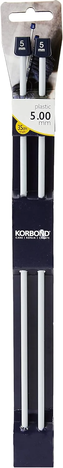 میل بافتنی تک نقطه ای کرباند 180007 - جفت - 5.00 میلی متر x 35 سانتی متر - پلاستیکی - بادوام، سبک وزن، طراحی شده برای راحتی - ایده آل برای الگوها و پروژه های متعدد - ژاکت، جوراب، پتو