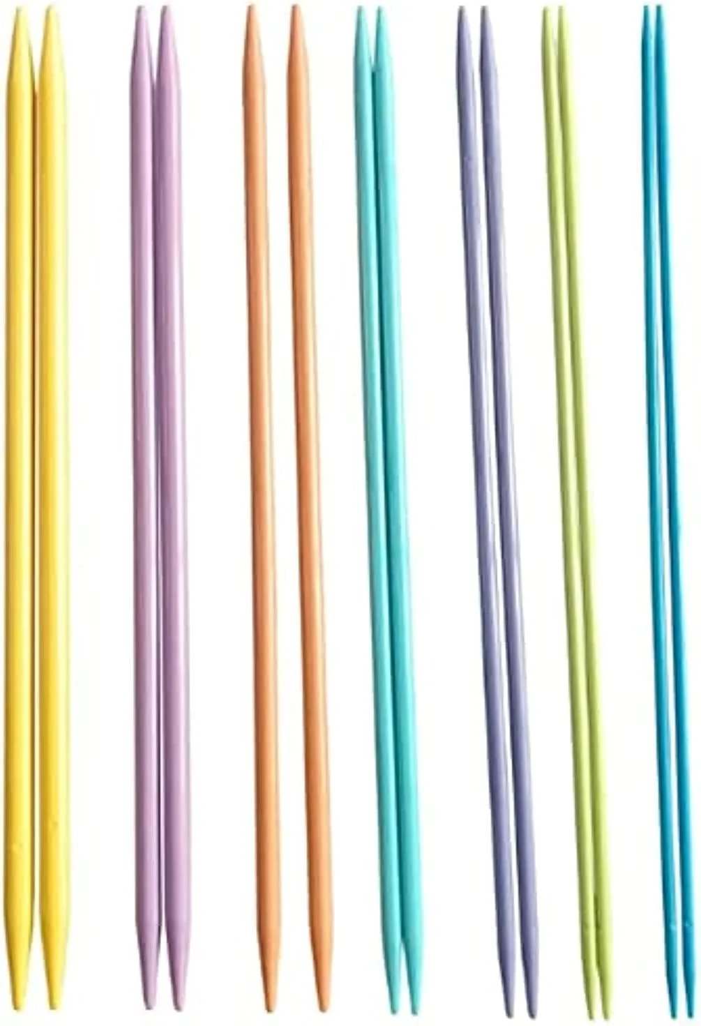 ست میل بافتنی دو سر KASTWAVE، سایزهای مختلف (4-10 میلی متر)، کیت بافتنی، ابزار بافتنی DIY نخ، مورد استفاده برای ساخت ژاکت، شال، روسری، 7 جفت رنگی، 35 سانتی متر (14 اینچ)