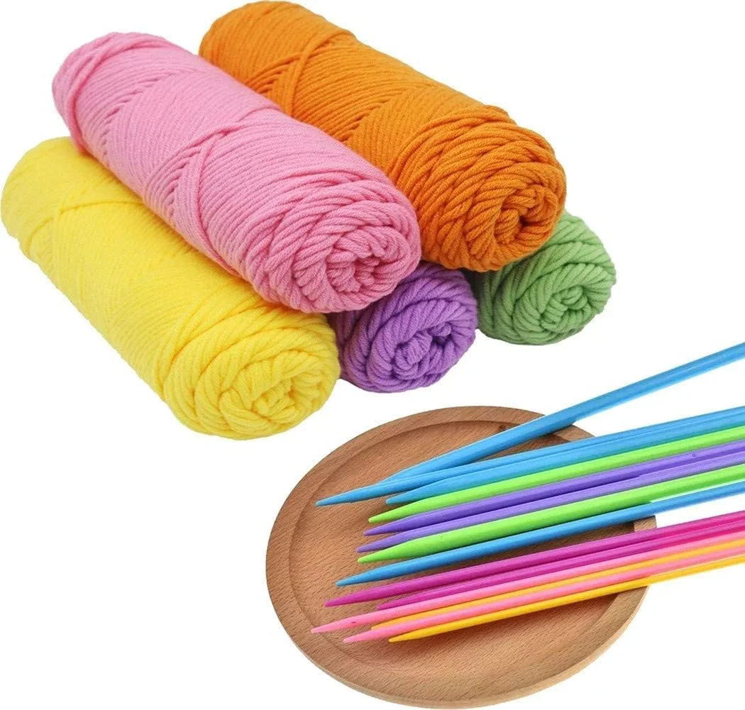 ست میل بافتنی پلاستیکی KASTWAVE، ابزار بافتنی نخ DIY، 7 سایز (4-10 میلی متر)، 14 عدد، چند رنگ، مستقیم، سبک وزن، راحت، ایده آل برای مبتدیان و بافندگان با تجربه