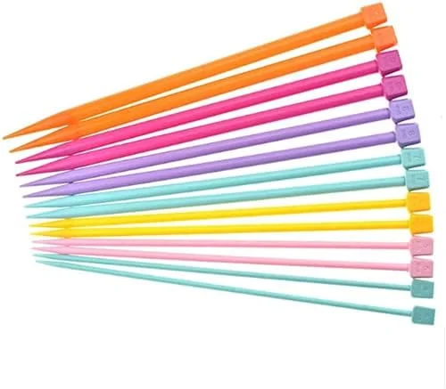 ست میل بافتنی پلاستیکی KASTWAVE، ابزار بافتنی نخ DIY، 7 سایز (4-10 میلی متر)، 14 عدد، چند رنگ، مستقیم، سبک وزن، راحت، ایده آل برای مبتدیان و بافندگان با تجربه