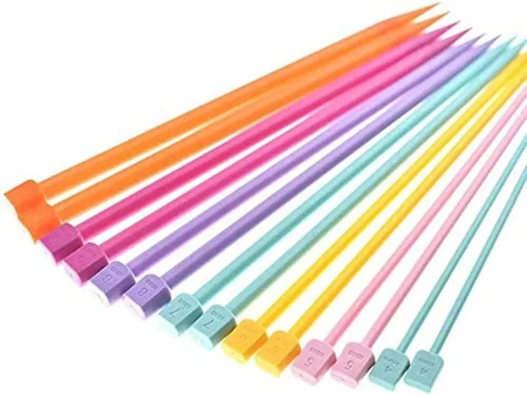 ست میل بافتنی پلاستیکی KASTWAVE، ابزار بافتنی نخ DIY، 7 سایز (4-10 میلی متر)، 14 عدد، چند رنگ، مستقیم، سبک وزن، راحت، ایده آل برای مبتدیان و بافندگان با تجربه