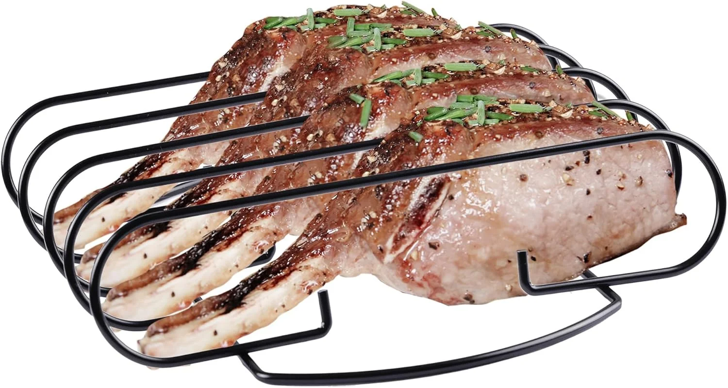 نگهدارنده دنده کباب رویال گورمت مدل KL1106، نچسب، ظرفیت 4 دنده، لوازم جانبی عالی برای کباب پز گازی ذغالی بزرگتر، 29 سانتی متر طول x 28.4 سانتی متر عرض x 7.6 سانتی متر ارتفاع، مشکی