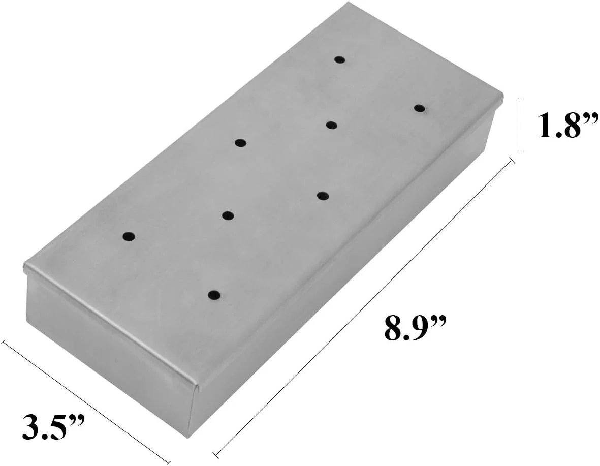 جعبه دودی استیل رویال گورمت مدل TB0902S با درب برای گریل ذغالی یا گریل گازی، لوازم جانبی دودی کردن BBQ، باربیکیو آهسته، افزودن طعم دودی، کار با تراشه های چوب، 22.6 سانتی متر طول x 8.9 سانتی متر عرض x 4.6 سانتی متر ارتفاع
