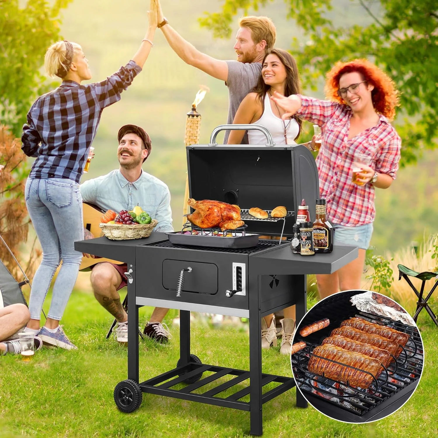 نگهدارنده دنده کباب رویال گورمت مدل KL1106، نچسب، ظرفیت 4 دنده، لوازم جانبی عالی برای کباب پز گازی ذغالی بزرگتر، 29 سانتی متر طول x 28.4 سانتی متر عرض x 7.6 سانتی متر ارتفاع، مشکی نگهدارنده دنده کباب رویال گورمت مدل KL1106، نچسب، ظرفیت 4 دنده، لوازم جانبی عالی برای کباب پز گازی ذغالی بزرگتر، 29 سانتی متر طول x 28.4 سانتی متر عرض x 7.6 سانتی متر ارتفاع، مشکی