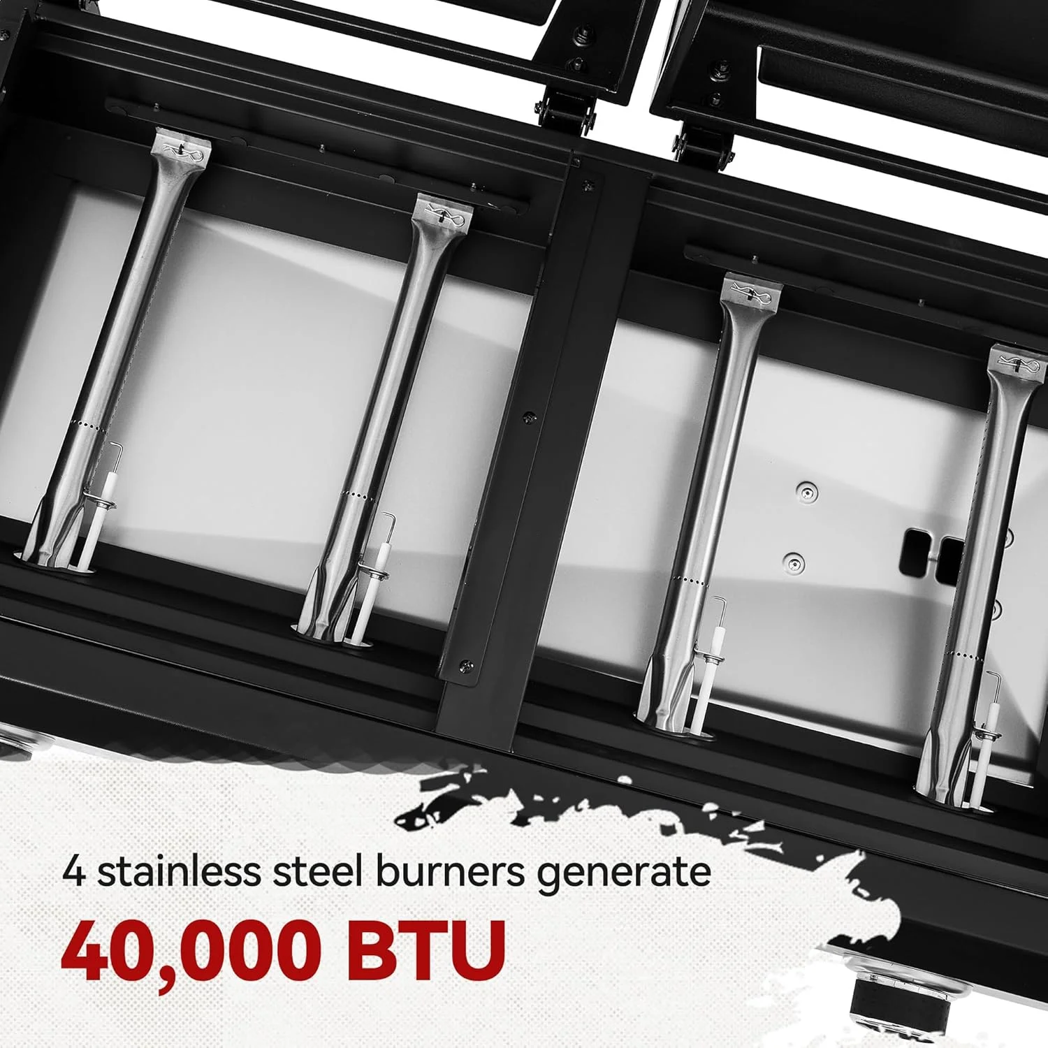 رویال گورمت GD4002TP گریل گازی پروپان 4 شعله و صفحه گریل ترکیبی با درب، گریل و صفحه گریل قابل حمل 2 در 1 با خروجی 40000 BTU برای کمپینگ، گردش، حیاط خلوت، مشکی