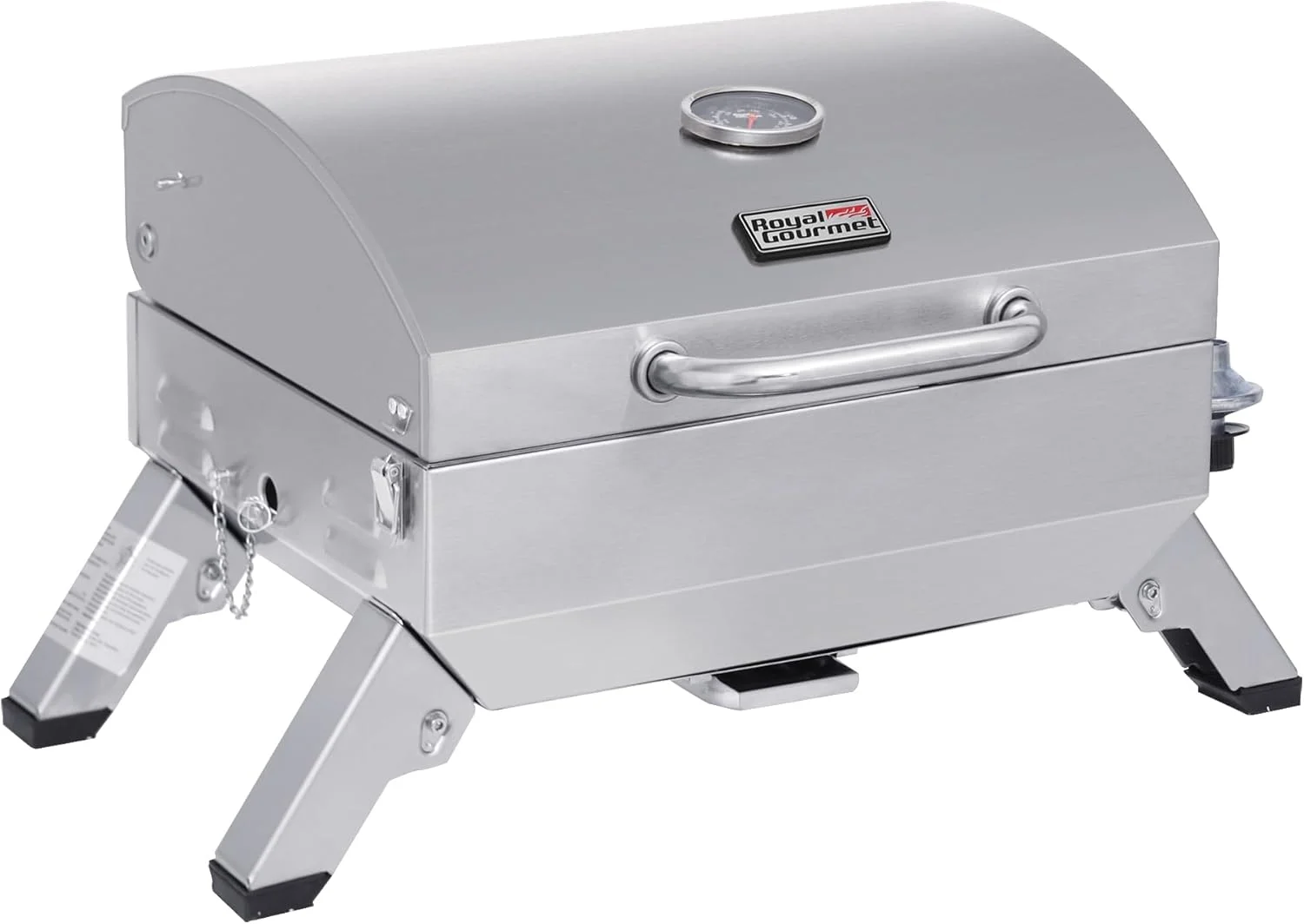 گریل استیل قابل حمل رویال گورمت مدل GT1001، گریل گازی رومیزی BBQ با قدرت 10000 BTU با پایه های تاشو و درب قفل شونده، مناسب کمپینگ در فضای باز، عرشه و مهمانی های کنار خودرو، نقره ای