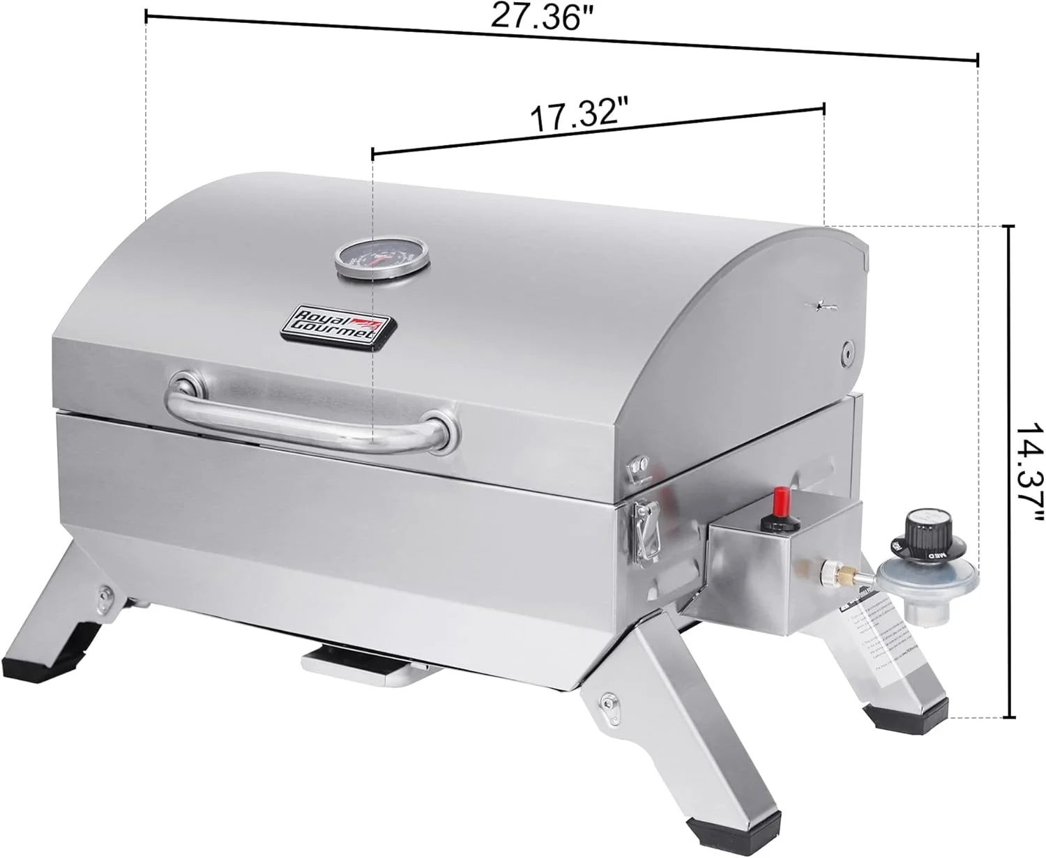 گریل استیل قابل حمل رویال گورمت مدل GT1001، گریل گازی رومیزی BBQ با قدرت 10000 BTU با پایه های تاشو و درب قفل شونده، مناسب کمپینگ در فضای باز، عرشه و مهمانی های کنار خودرو، نقره ای گریل استیل قابل حمل رویال گورمت مدل GT1001، گریل گازی رومیزی BBQ با قدرت 10000 BTU با پایه های تاشو و درب قفل شونده، مناسب کمپینگ در فضای باز، عرشه و مهمانی های کنار خودرو، نقره ای