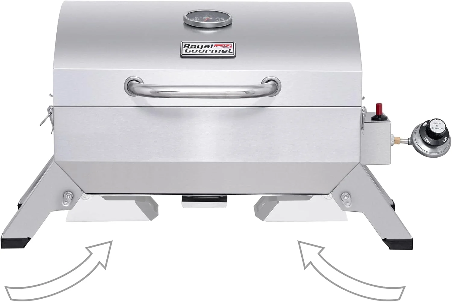 گریل استیل قابل حمل رویال گورمت مدل GT1001، گریل گازی رومیزی BBQ با قدرت 10000 BTU با پایه های تاشو و درب قفل شونده، مناسب کمپینگ در فضای باز، عرشه و مهمانی های کنار خودرو، نقره ای گریل استیل قابل حمل رویال گورمت مدل GT1001، گریل گازی رومیزی BBQ با قدرت 10000 BTU با پایه های تاشو و درب قفل شونده، مناسب کمپینگ در فضای باز، عرشه و مهمانی های کنار خودرو، نقره ای