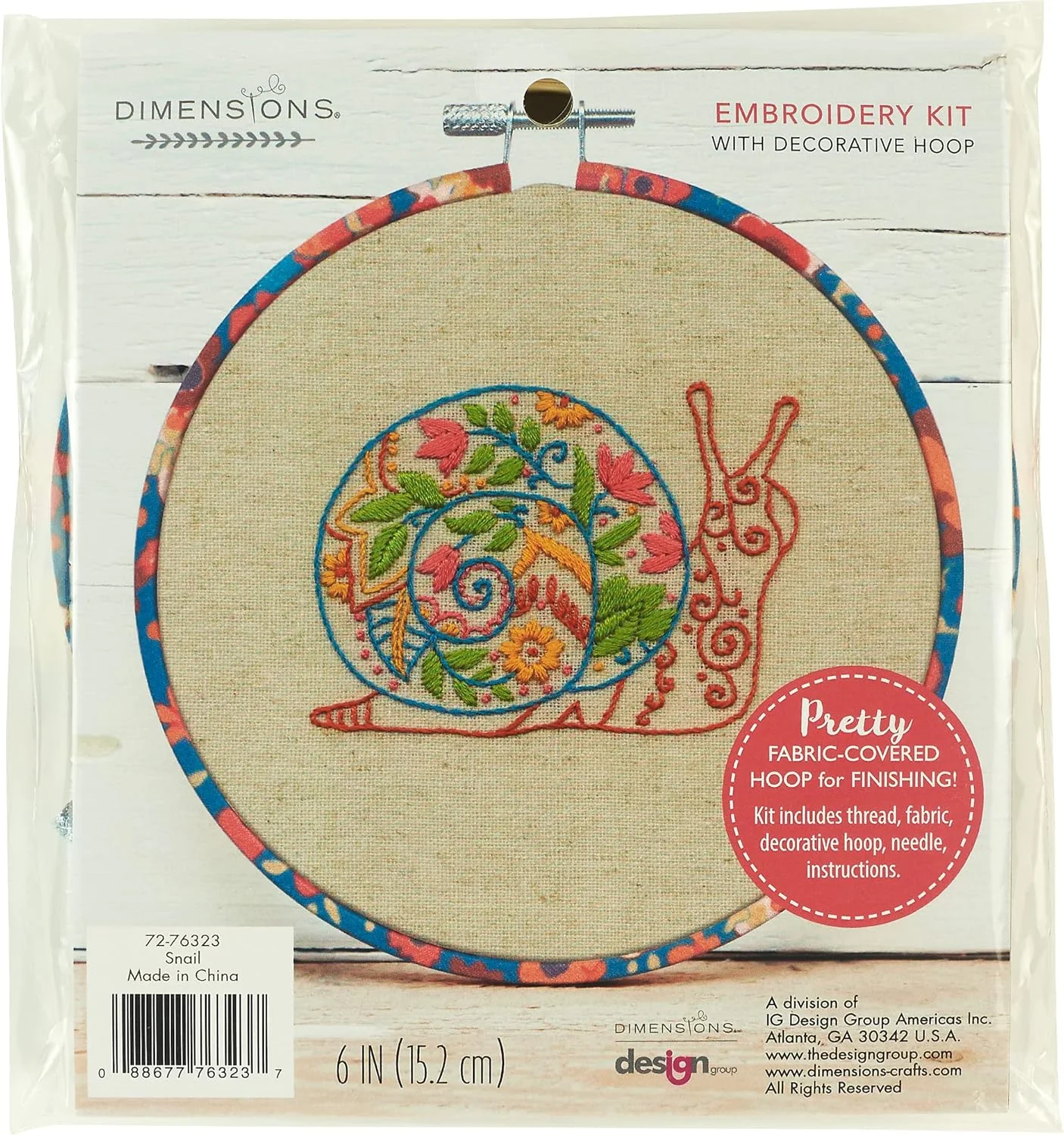 ست شروع گلدوزی حلزون ابعاد برای مبتدیان، قطر 6 اینچ، 5 تکه