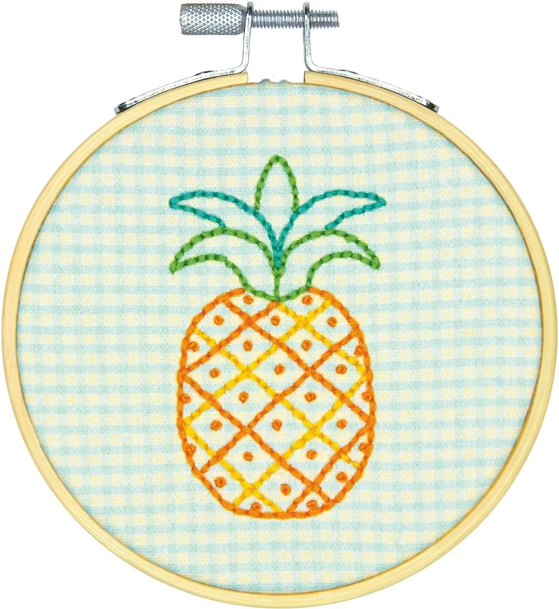 کیت گلدوزی Dimensions با حلقه: Crewel: طرح آناناس، متنوع، یک عدد