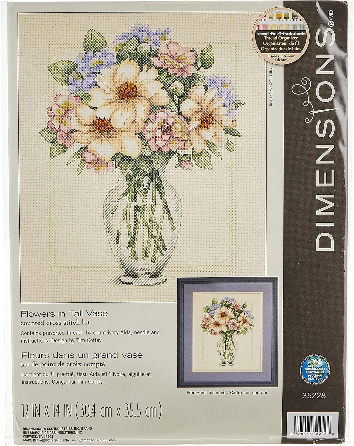 کیت گلدوزی گل های داخل گلدان Dimensions، بزرگ، چند رنگ