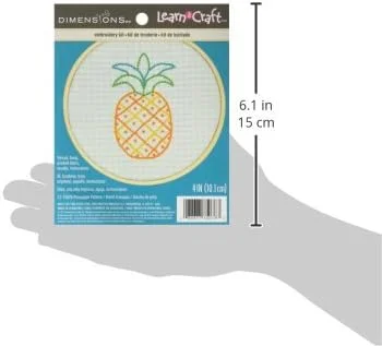 کیت گلدوزی Dimensions با حلقه: Crewel: طرح آناناس، متنوع، یک عدد