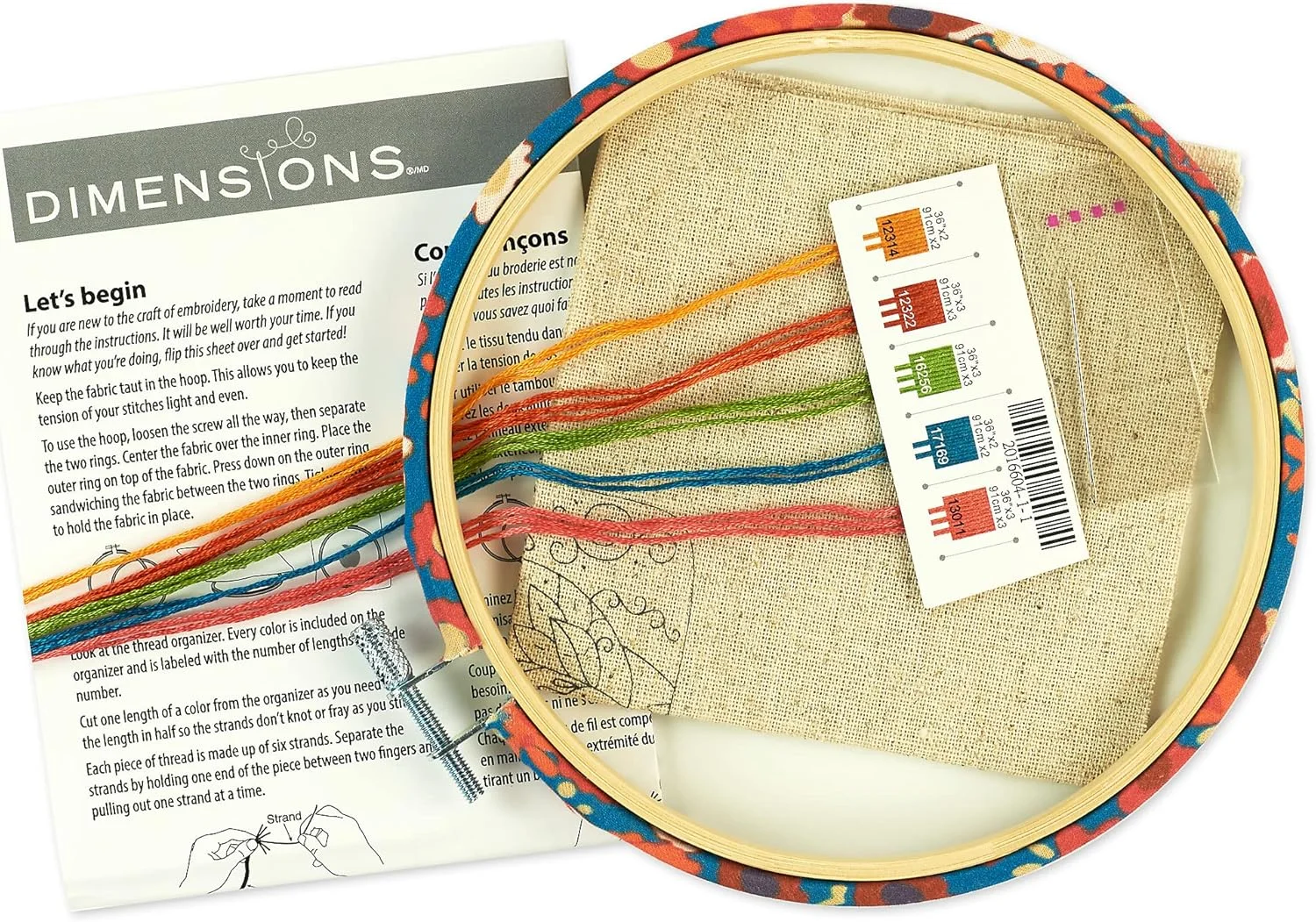 ست شروع گلدوزی حلزون ابعاد برای مبتدیان، قطر 6 اینچ، 5 تکه