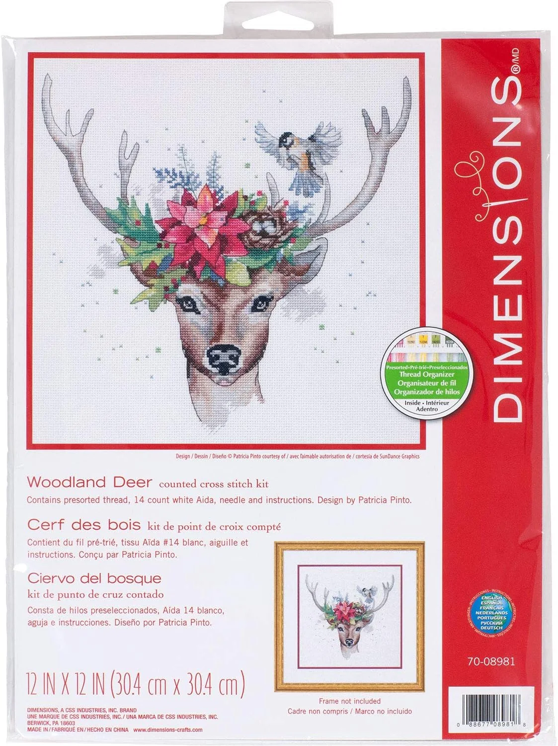 کیت شماره دوزی Dimensions، گوزن جنگلی کریسمس، 30x30 سانتی متر