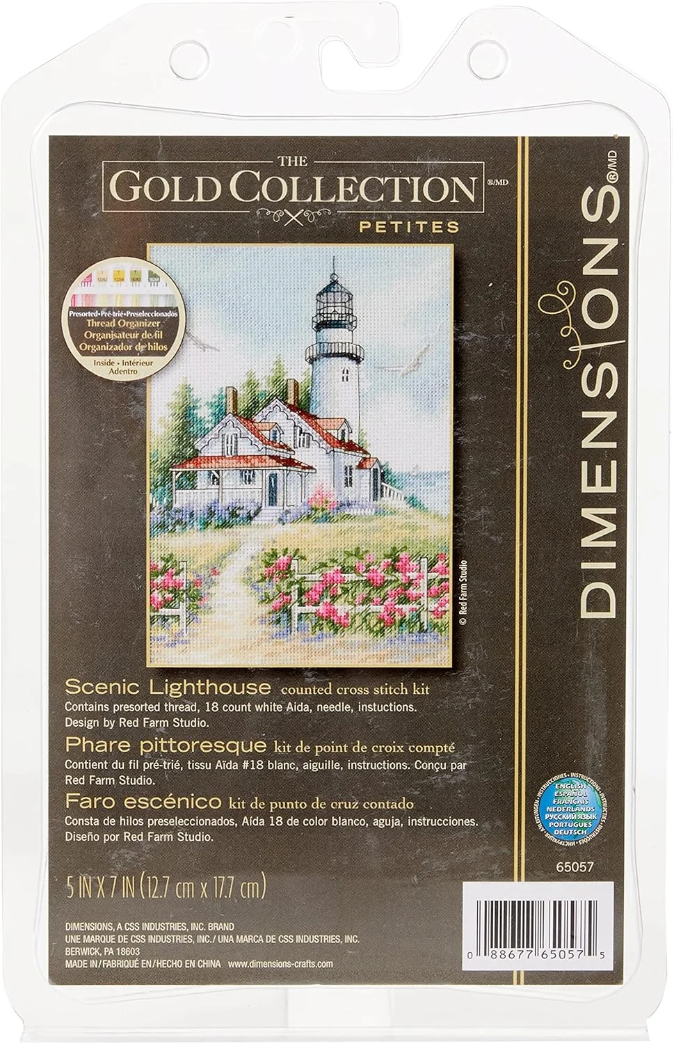کیت گلد کالکشن Dimensions طرح شماتیک چراغ دریایی، پارچه آیدا سفید 18 کانت، 5'' x 7''