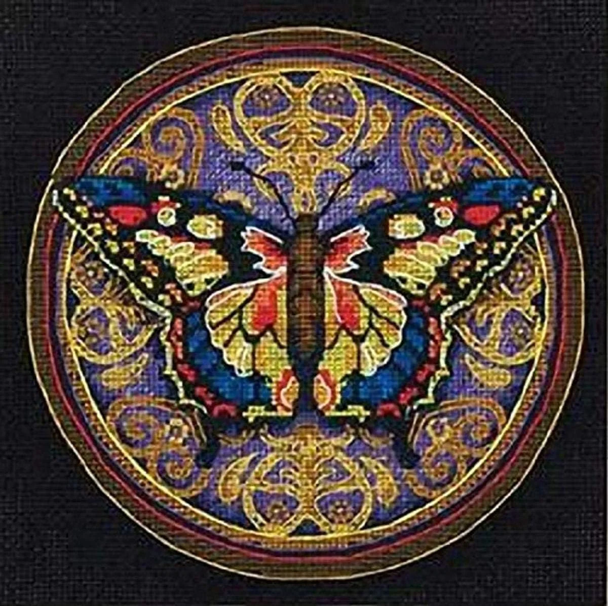 کیت گلد کالکشن ابعاد پروانه زینتی، کیت پیشرفته شماره دوزی، 6" x 6"، مرتب کننده نخ کدگذاری شده، 18 شمارش