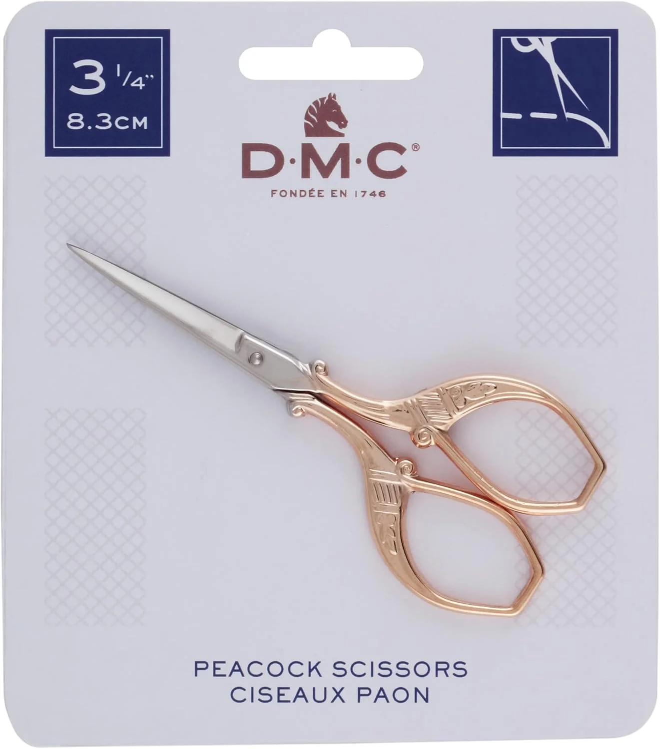 قیچی گلدوزی طرح طاووس DMC 61253، سایز 3 ¾ اینچ
