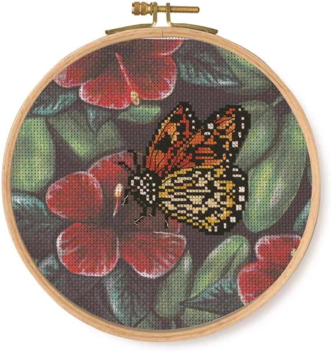 کیت گلدوزی پروانه نارنجی DMC، شامل نخ های گلدوزی، سوزن، حلقه چوبی و دستورالعمل کیت گلدوزی پروانه نارنجی DMC، شامل نخ های گلدوزی، سوزن، حلقه چوبی و دستورالعمل