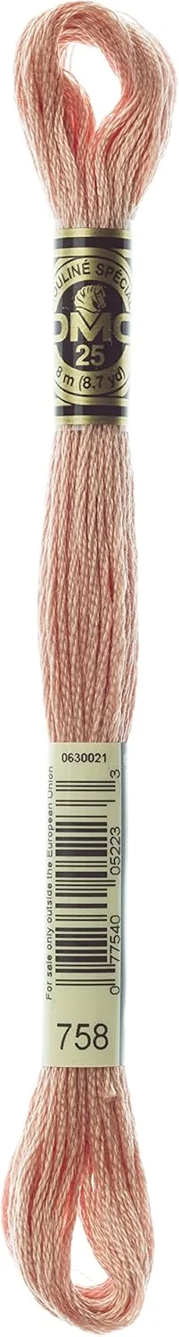 خرید عمده DMC: نخ پنبه دوزی شش رشته ای 8.7 یاردی رنگ سفالی بسیار روشن 117-758 (بسته 12 عددی)