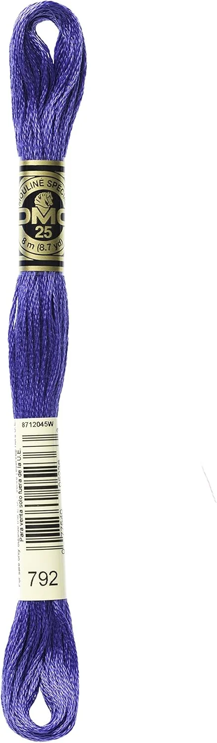 خرید عمده نخ DMC، نخ پنبه ای گلدوزی 6 رشته ای 8.7 یاردی، آبی گل ذرت تیره 117-792 (بسته 12 عددی)
