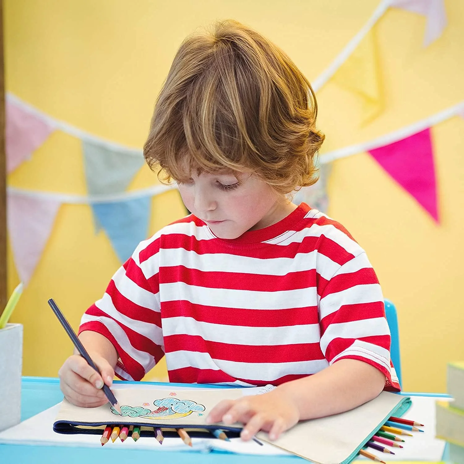 کیف دستی خالی KASTWAVE برای کارهای هنری DIY، جامدادی بوم، کیف زیپ دار بوم، کیف مداد بوم، کیف آرایشی بوم، کیف لوازم آرایشی مسافرتی چند منظوره (40 عدد)