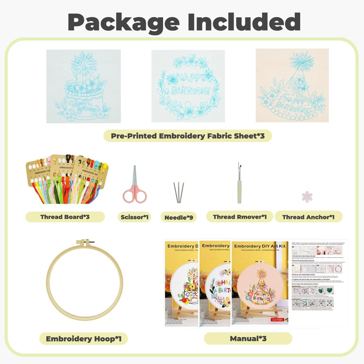 ست کامل گلدوزی برای مبتدیان - ست شروع DIY برای بزرگسالان با الگوها، نخ ها، سوزن ها، حلقه و ابزار - لوازم صنایع دستی آسان برای آرامش، هدایای تولد و تعطیلات
