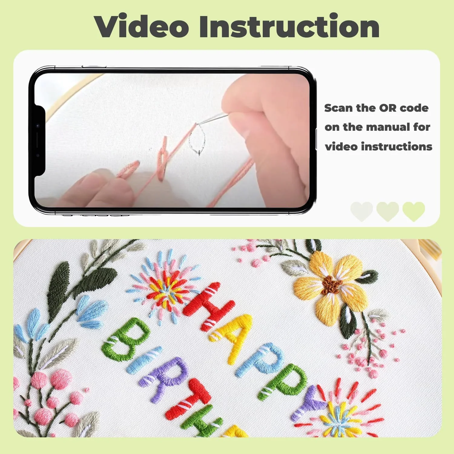 ست کامل گلدوزی برای مبتدیان - ست شروع DIY برای بزرگسالان با الگوها، نخ ها، سوزن ها، حلقه و ابزار - لوازم صنایع دستی آسان برای آرامش، هدایای تولد و تعطیلات