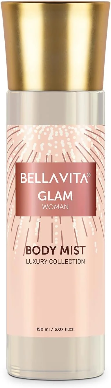 اسپری خوشبو کننده بدن زنانه Bella Vita Luxury Glam، عطر گلی و یاس با ماندگاری طولانی، 150 میلی لیتر