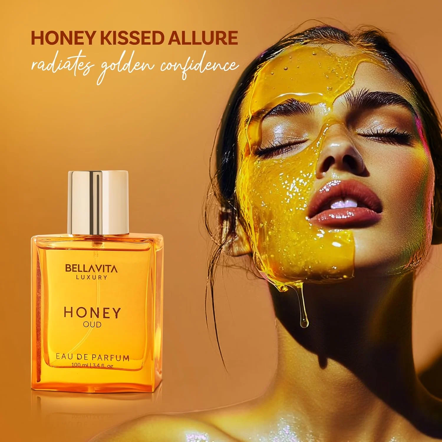 ادکلن унисекс مردانه و زنانه Bella Vita Luxury Honey Oud Eau De Parfum با رایحه نعناع هندی، وانیل، ترنج | عطر گلی و تند EDP، 100 میلی لیتر