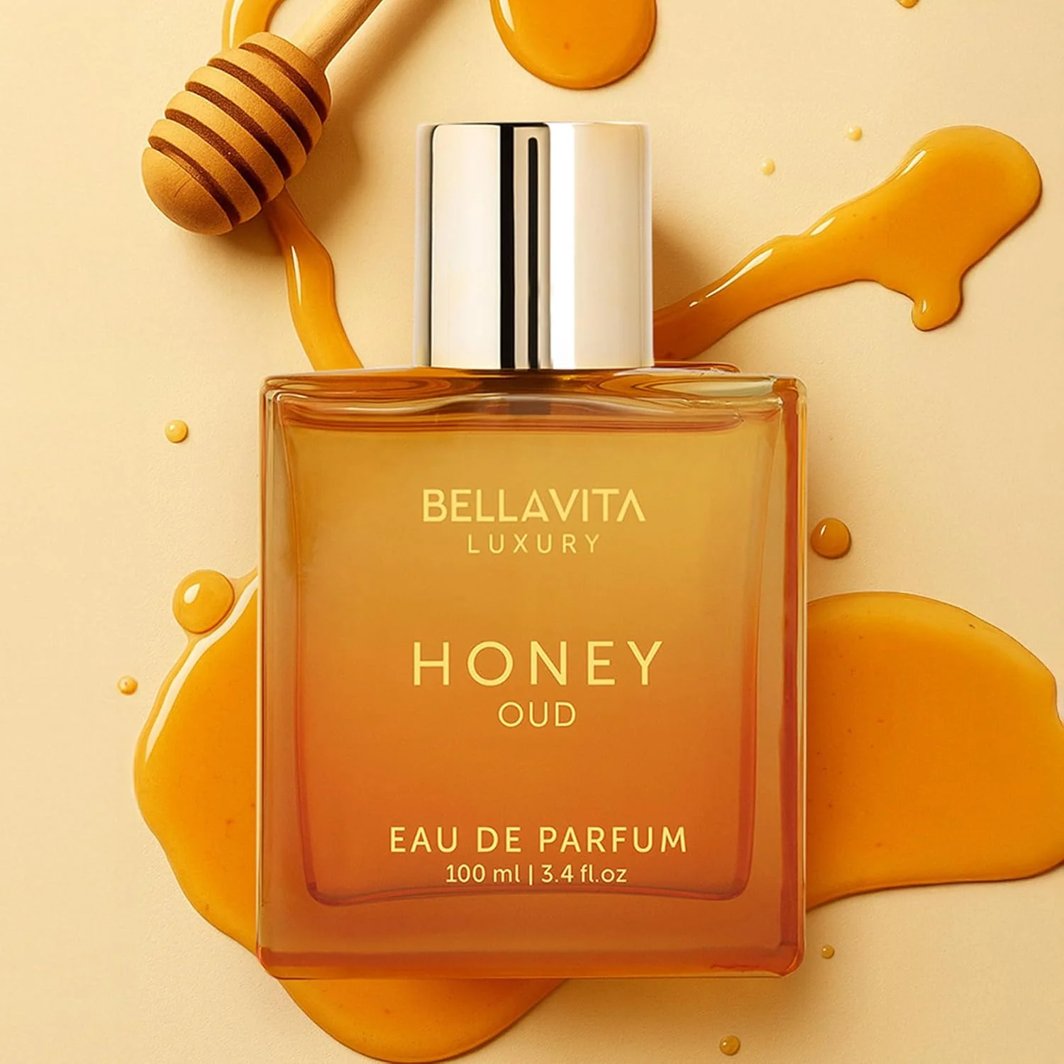 ادکلن унисекс مردانه و زنانه Bella Vita Luxury Honey Oud Eau De Parfum با رایحه نعناع هندی، وانیل، ترنج | عطر گلی و تند EDP، 100 میلی لیتر