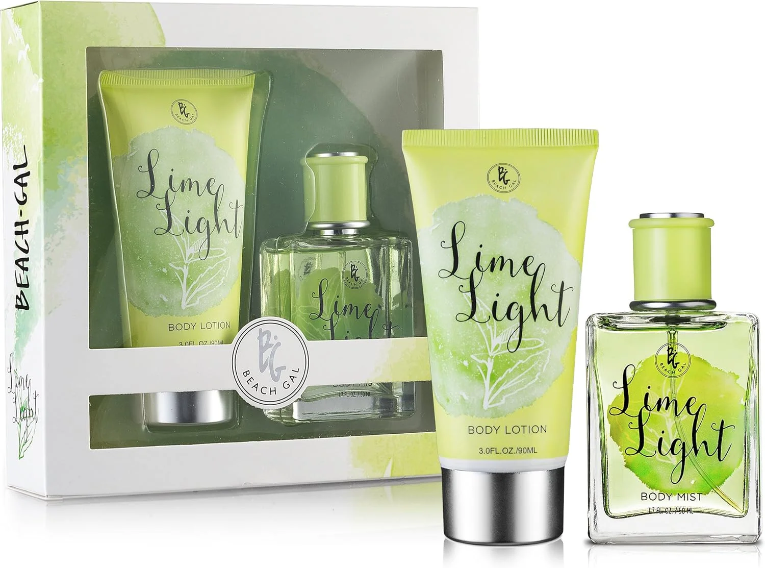 ست هدیه عطر و لوسیون بدن Beach Gal Lime Light برای زنان، لوسیون 88 میلی لیتری، اسپری 50 میلی لیتری ست هدیه عطر و لوسیون بدن Beach Gal Lime Light برای زنان، لوسیون 88 میلی لیتری، اسپری 50 میلی لیتری