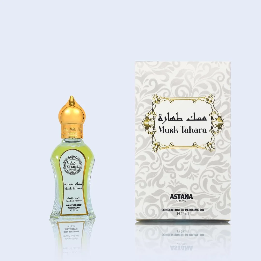 روغن عطر آستانا میلانو MUSK TAHARA 24 میلی لیتر، رایحه مشک عربی یونیسکس، رایحه متمرکز ماندگار | روغن عطر ممتاز برای مردان و زنان