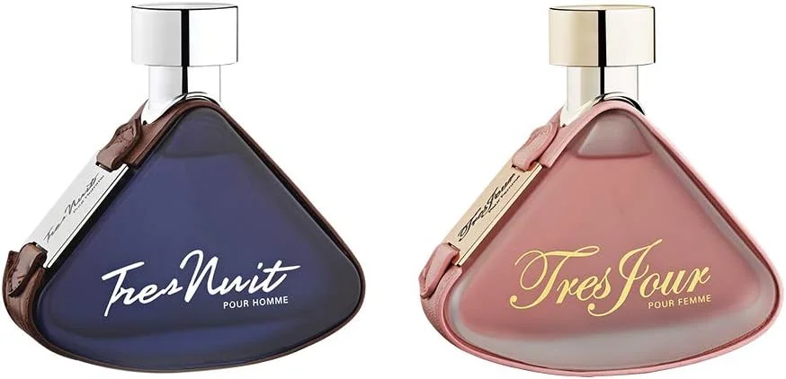 ست عطر 2 تکه آرماف، Tres Nuit 105ML ادو تویلت مردانه آبی و Tres Jour 105ML ادو پرفیوم زنانه صورتی