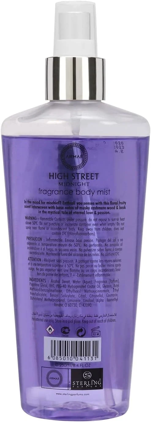 اسپری خوشبو کننده بدن زنانه آرماف مدل High Street Midnight Mist حجم 250 میلی لیتر