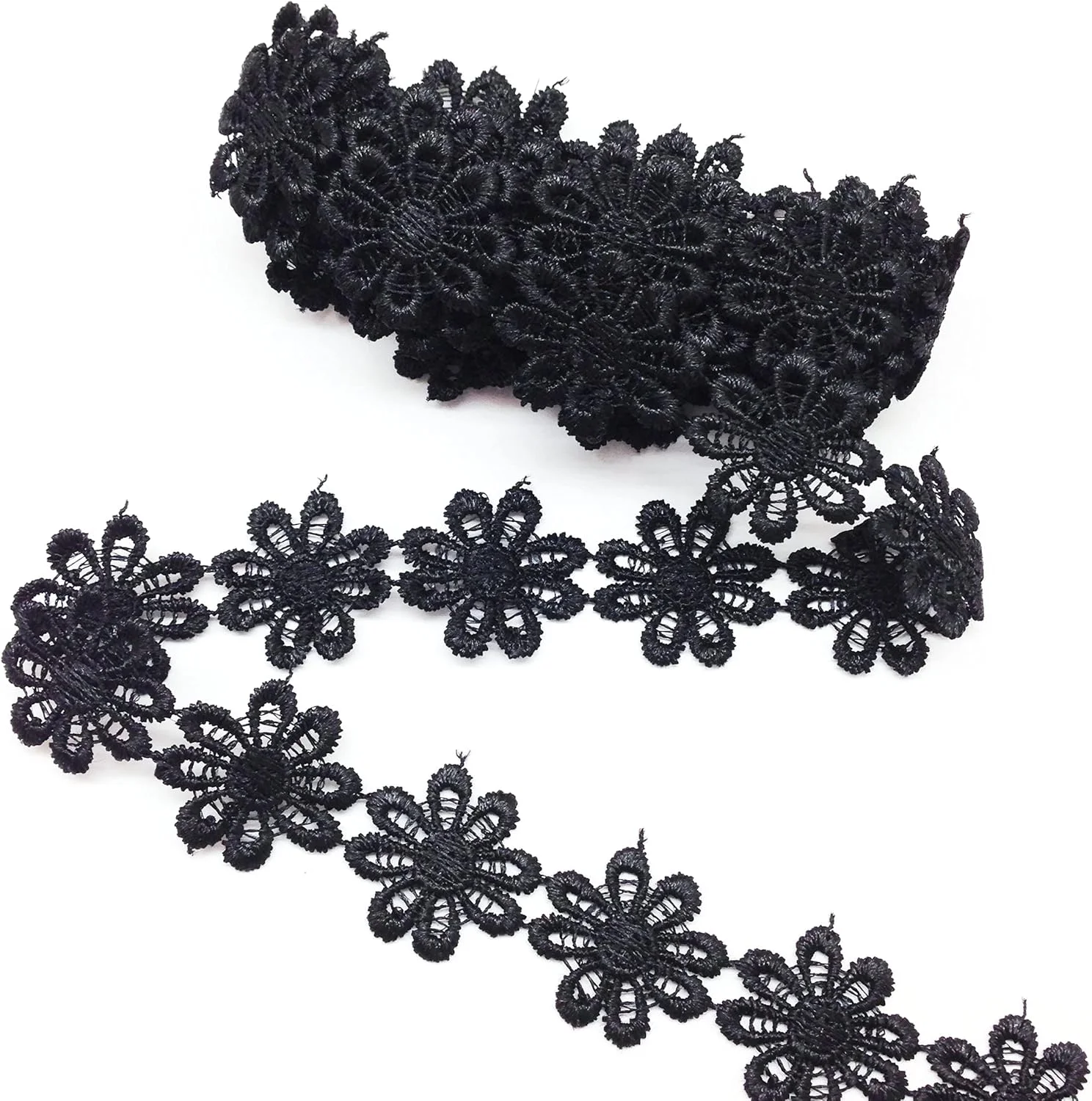 نوار توری مشکی PEPPERLONELY به طول 2 یارد، تزیین گل بابونه، نوار توری برای لباس، خیاطی، گل سازی، دکوراسیون مهمانی خانگی، تزیینات عروسی، لوازم صنایع دستی توری