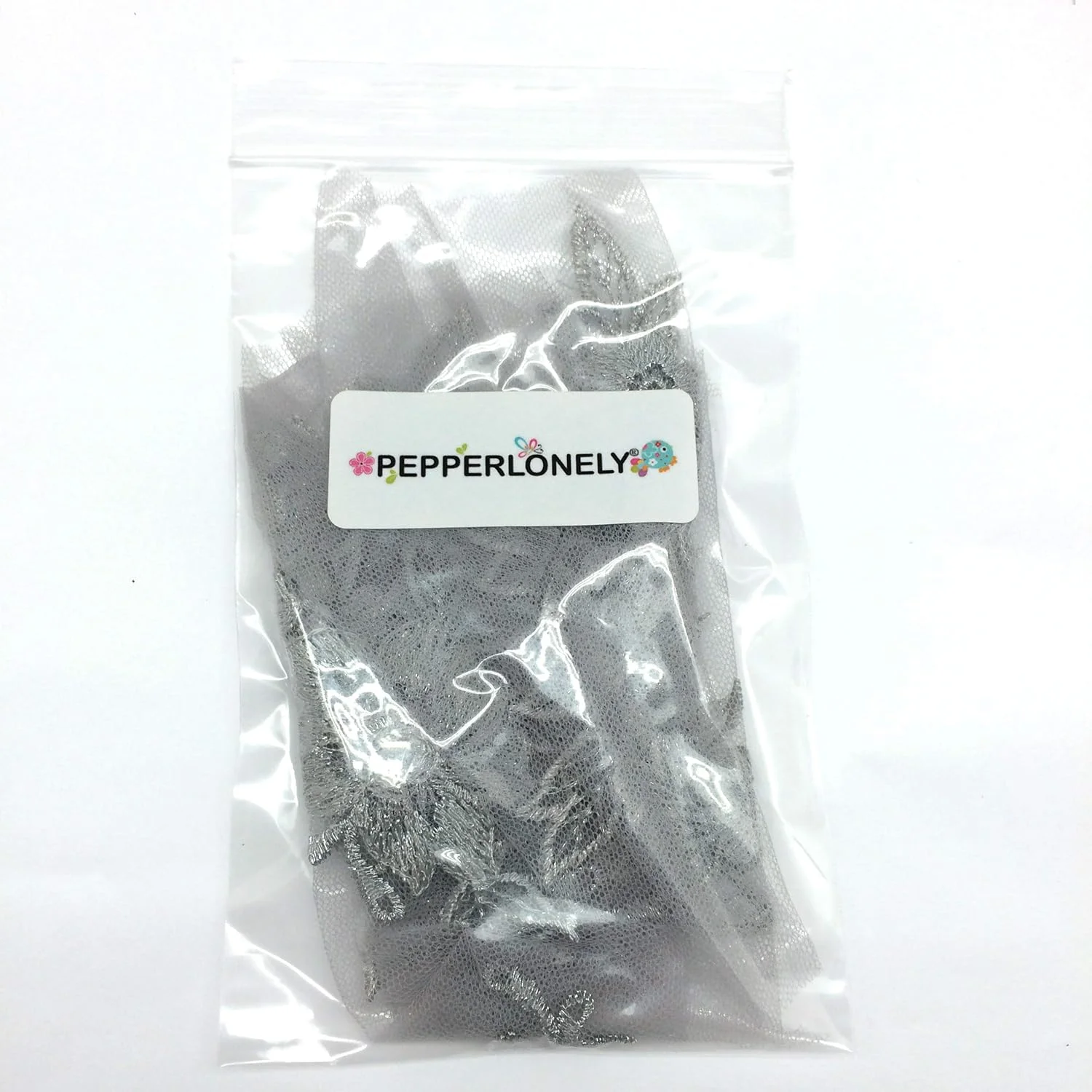 PEPPERLONELY 2 عدد اپلیکه توری گلدوزی شده گل خاکستری سه بعدی، تزئین لباس عروسی دست ساز، کاردستی خیاطی DIY، 19 x 15 سانتی متر