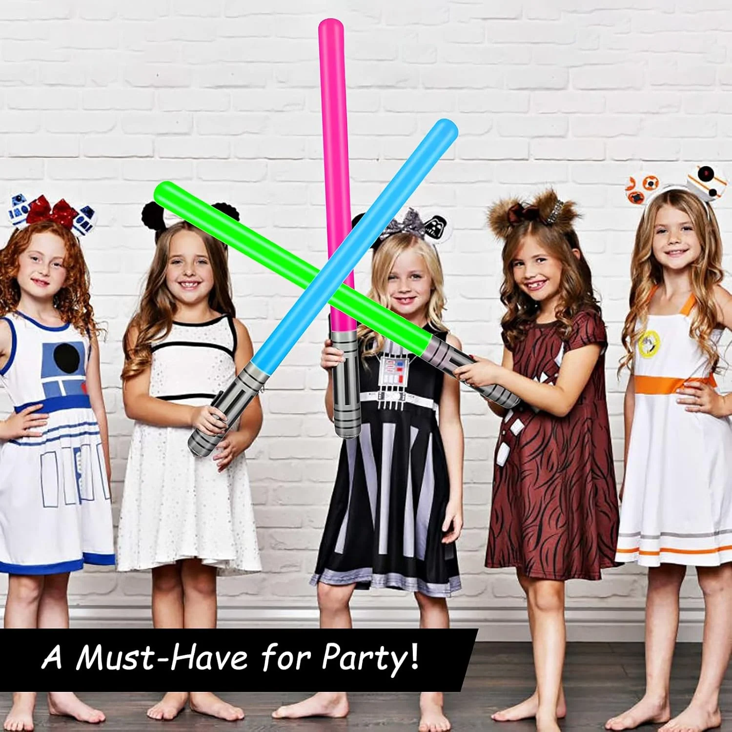 فوگاری 12 عدد بادکنک شمشیر نوری بادی، مجموعه بادکنک های چوبی شمشیر نوری برای لباس های فانتزی مهمانی، لوازم مهمانی هالووین، بادکنک ها، وسایل غرفه عکس (6 رنگ)