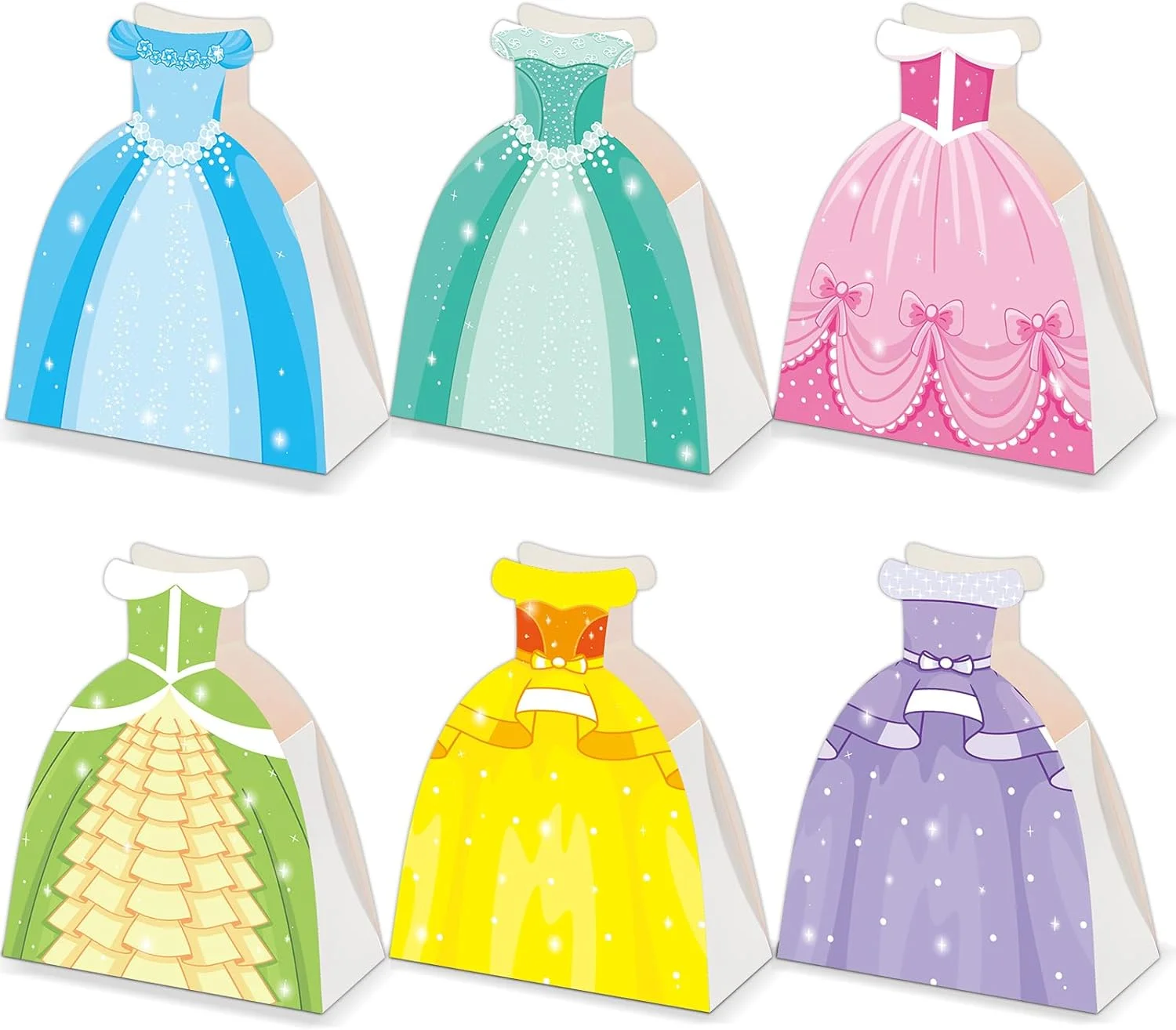 جعبه های هدیه کاغذی پرنسس 12 عددی برای تزئینات جشن تولد پرنسس، کیسه های آب نبات به شکل لباس پرنسس، جعبه هدیه مهمانی پرنسس برای لوازم جشن تولد کودک جعبه های هدیه کاغذی پرنسس 12 عددی برای تزئینات جشن تولد پرنسس، کیسه های آب نبات به شکل لباس پرنسس، جعبه هدیه مهمانی پرنسس برای لوازم جشن تولد کودک