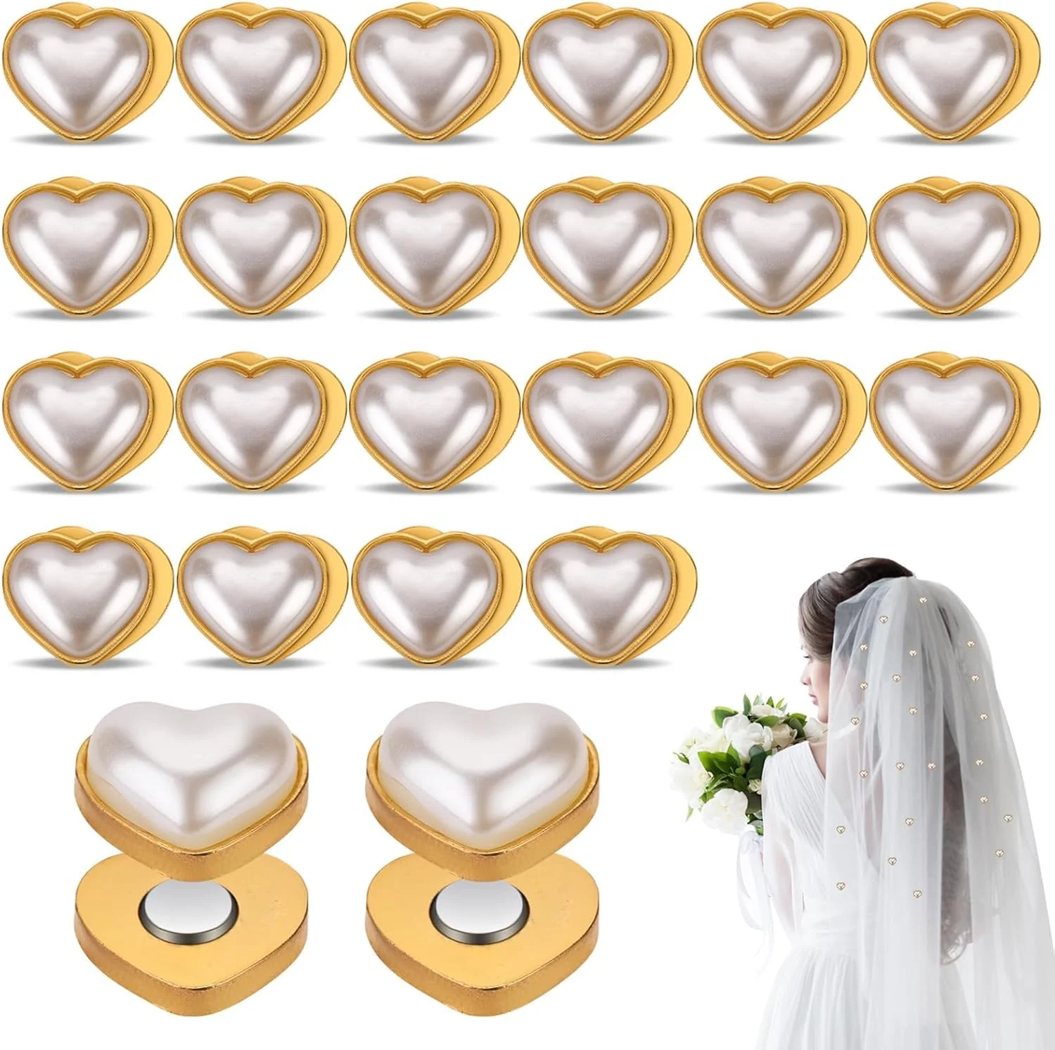 وزنه حجاب مرواریدی مغناطیسی 24 عددی NALACAL، مرواریدهای مصنوعی دو طرفه آهنربایی، وزنه های مرواریدی قلبی شکل برای عروس خانم ها، گیره روسری لباس، تزئین پارچه، حجاب ظریف وزنه حجاب مرواریدی مغناطیسی 24 عددی NALACAL، مرواریدهای مصنوعی دو طرفه آهنربایی، وزنه های مرواریدی قلبی شکل برای عروس خانم ها، گیره روسری لباس، تزئین پارچه، حجاب ظریف